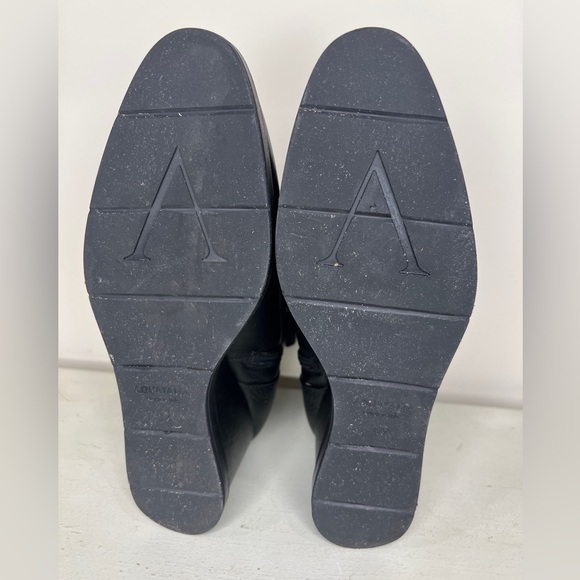 Aquatalia Black Judy Wedge Booties Women's 9.5 Tumbled Calf Weatherproof Leather - Picture 6 of 7